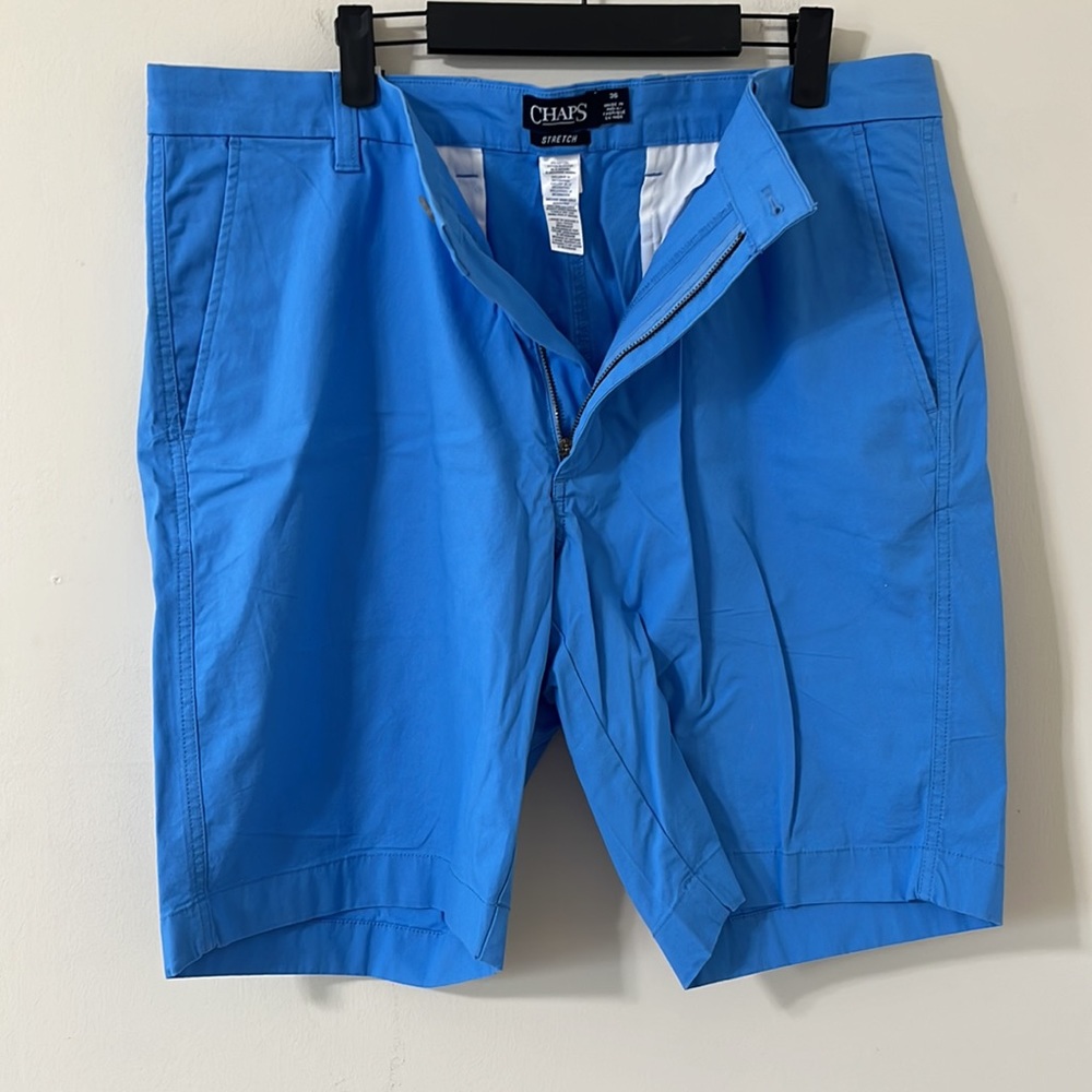NEW Chaps Stretch Bermuda 10" Twill Flat Front Blue Shorts Size 36 - Picture 3 of 7